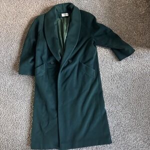 Forecaster of Boston Women's Juniors L Green Long Wool Overcoat Lined USA